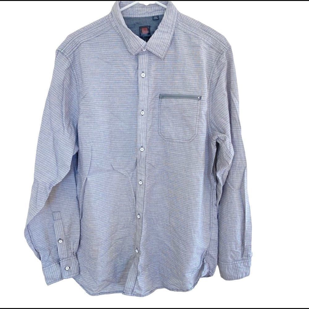 Ocean current button up dress shirt long sleeve gray black 100% cotton large
